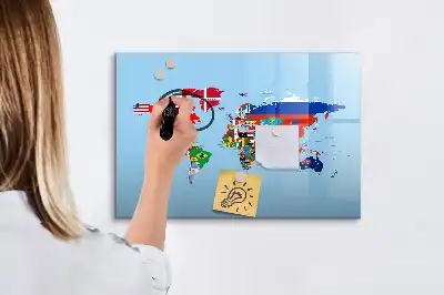 Beschreibbare Magnettafel mit Flaggenmotiv