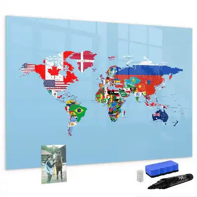Beschreibbare Magnettafel mit Flaggenmotiv
