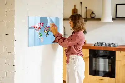 Beschreibbare Magnettafel mit Flaggenmotiv