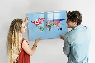 Beschreibbare Magnettafel mit Flaggenmotiv
