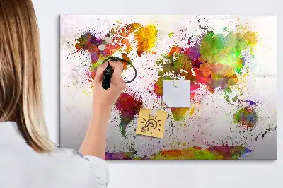 Schreib-Magnettafel mit Aquarell-Weltkartenmotiv