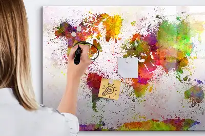 Schreib-Magnettafel mit Aquarell-Weltkartenmotiv