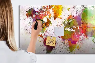 Schreib-Magnettafel mit Aquarell-Weltkartenmotiv