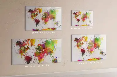 Schreib-Magnettafel mit Aquarell-Weltkartenmotiv