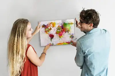 Schreib-Magnettafel mit Aquarell-Weltkartenmotiv