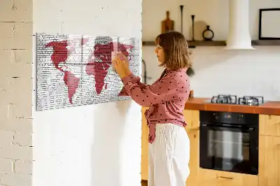 Schreib-Magnettafel Motiv Weltkarte auf Ziegelwand