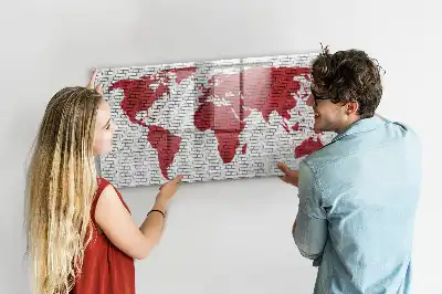 Schreib-Magnettafel Motiv Weltkarte auf Ziegelwand