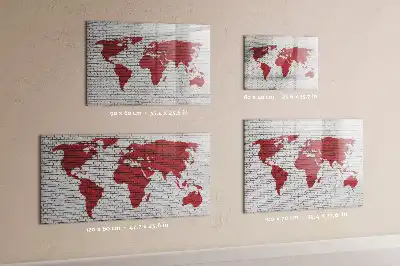 Schreib-Magnettafel Motiv Weltkarte auf Ziegelwand