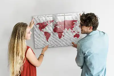 Schreib-Magnettafel Motiv Weltkarte auf Ziegelwand