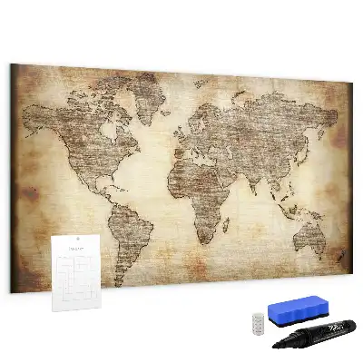 Schreib-Magnettafel mit Motiv Alte Weltkarte
