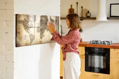 Schreib-Magnettafel mit Motiv Alte Weltkarte