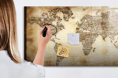 Schreib-Magnettafel mit Motiv Alte Weltkarte