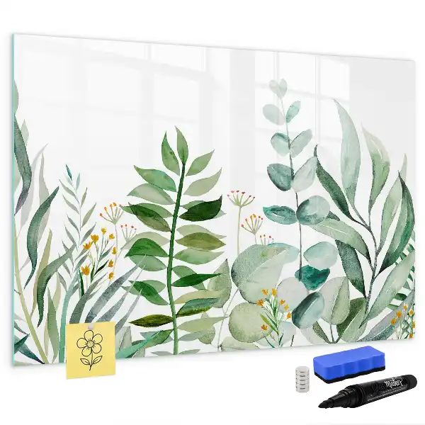 Beschreibbare Magnettafel mit Aquarell-Blätter Design