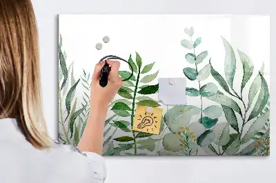 Beschreibbare Magnettafel mit Aquarell-Blätter Design