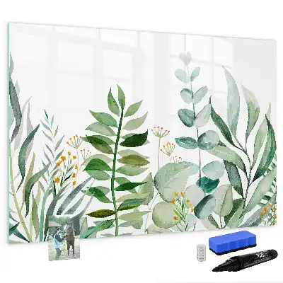 Beschreibbare Magnettafel mit Aquarell-Blätter Design