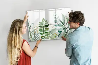 Beschreibbare Magnettafel mit Aquarell-Blätter Design