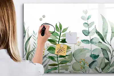 Beschreibbare Magnettafel mit Aquarell-Blätter Design