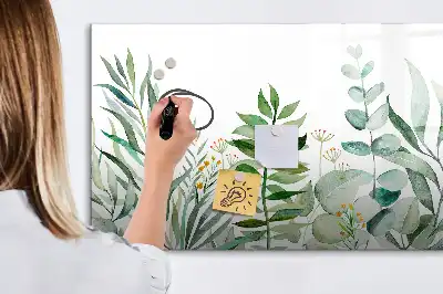 Beschreibbare Magnettafel mit Aquarell-Blätter Design