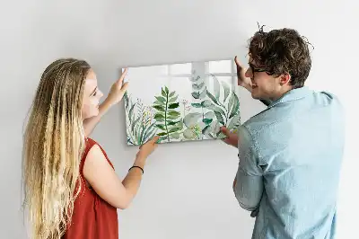Beschreibbare Magnettafel mit Aquarell-Blätter Design