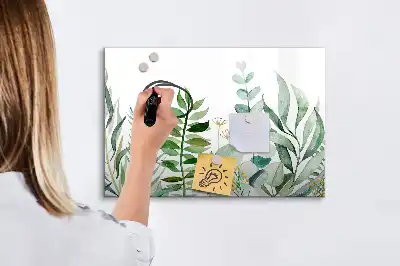Beschreibbare Magnettafel mit Aquarell-Blätter Design