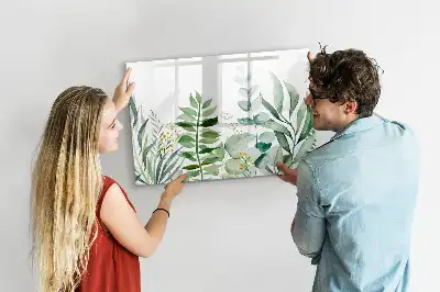 Beschreibbare Magnettafel mit Aquarell-Blätter Design