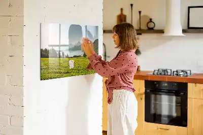 Schreib-Magnettafel mit Motiv Berge und Ebene