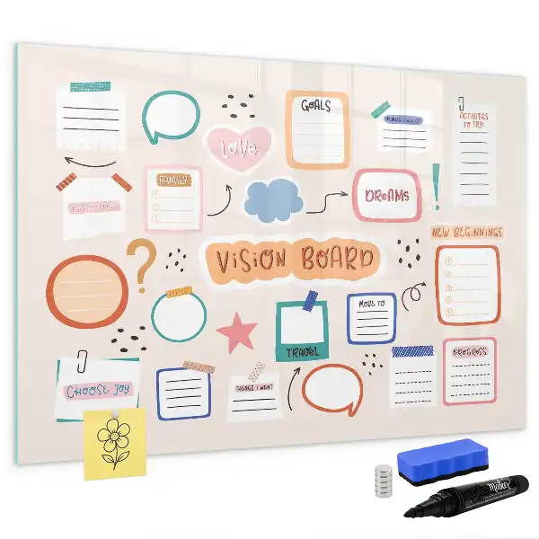 Buntes Vision Board als magnetische Schreibtafel
