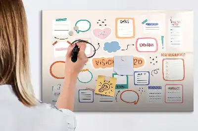 Buntes Vision Board als magnetische Schreibtafel