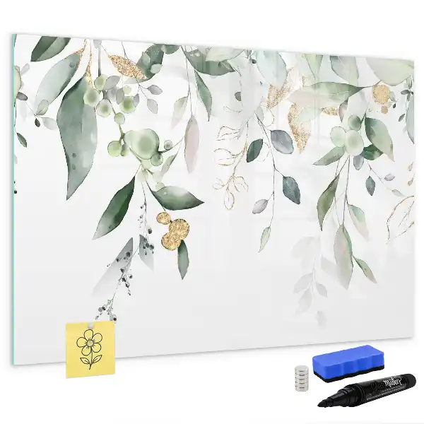 Schreib-Magnettafel mit Motiv Pflanzenblätter