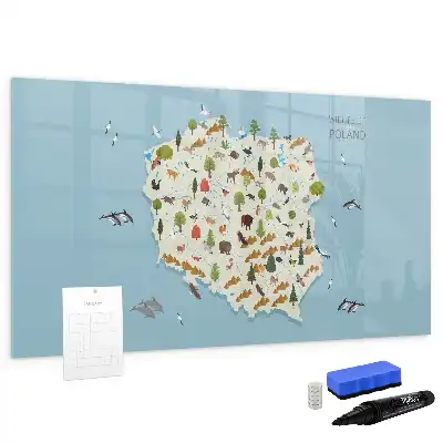 Beschreibbare Magnettafel mit einer Karte der Tiere Polens