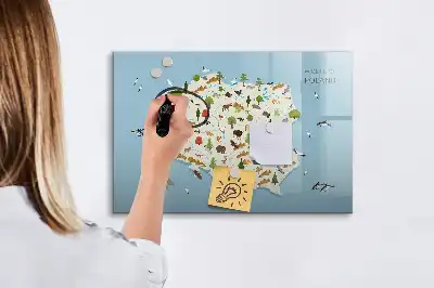 Beschreibbare Magnettafel mit einer Karte der Tiere Polens