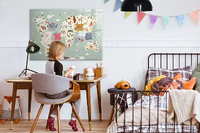 Tier-Weltkarte als beschreibbare Magnettafel