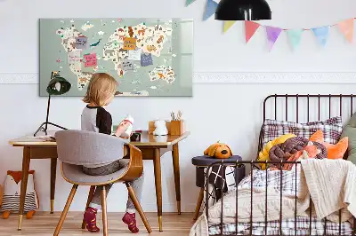 Tier-Weltkarte als beschreibbare Magnettafel