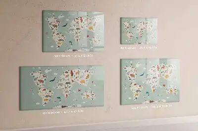 Tier-Weltkarte als beschreibbare Magnettafel