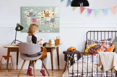Tier-Weltkarte als beschreibbare Magnettafel