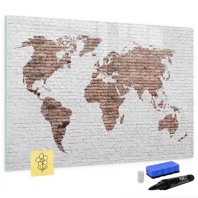 Weltkarte auf Ziegeln beschreibbare Magnettafel