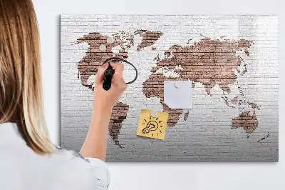 Weltkarte auf Ziegeln beschreibbare Magnettafel