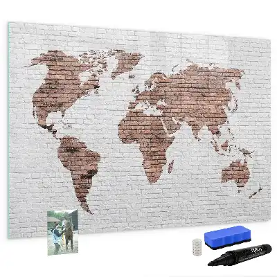 Weltkarte auf Ziegeln beschreibbare Magnettafel