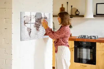 Weltkarte auf Ziegeln beschreibbare Magnettafel