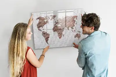 Weltkarte auf Ziegeln beschreibbare Magnettafel