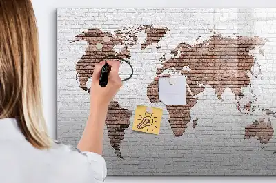 Weltkarte auf Ziegeln beschreibbare Magnettafel