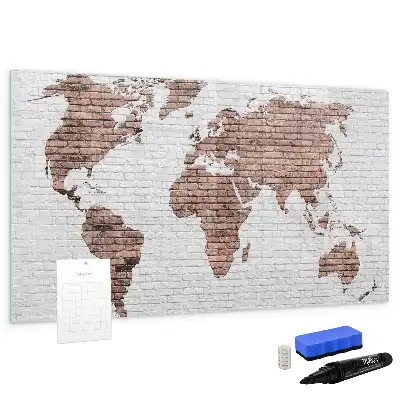 Weltkarte auf Ziegeln beschreibbare Magnettafel