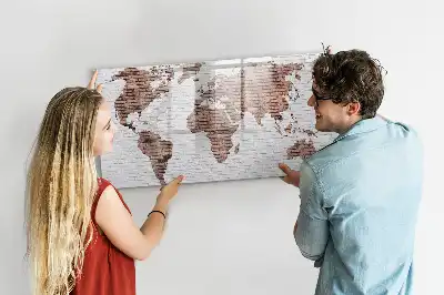 Weltkarte auf Ziegeln beschreibbare Magnettafel