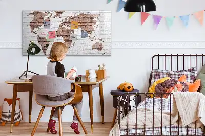 Weltkarte auf Ziegeln beschreibbare Magnettafel