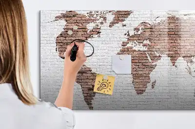 Weltkarte auf Ziegeln beschreibbare Magnettafel
