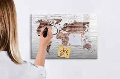 Weltkarte auf Ziegeln beschreibbare Magnettafel