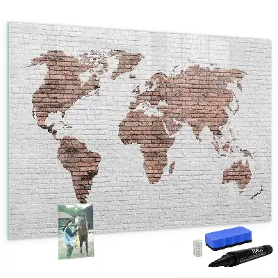 Weltkarte auf Ziegeln beschreibbare Magnettafel