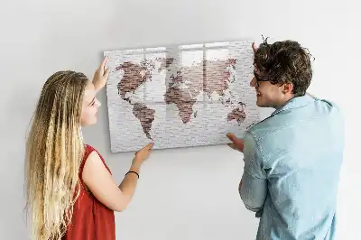 Weltkarte auf Ziegeln beschreibbare Magnettafel