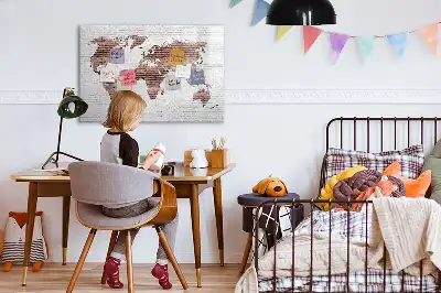 Weltkarte auf Ziegeln beschreibbare Magnettafel