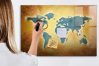 Schreib-Magnettafel mit Motiv Alte Weltkarte